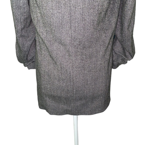 Zara Herringbone Ruched Sleeve Open Front Blazer - XS - Picture 10 of 13